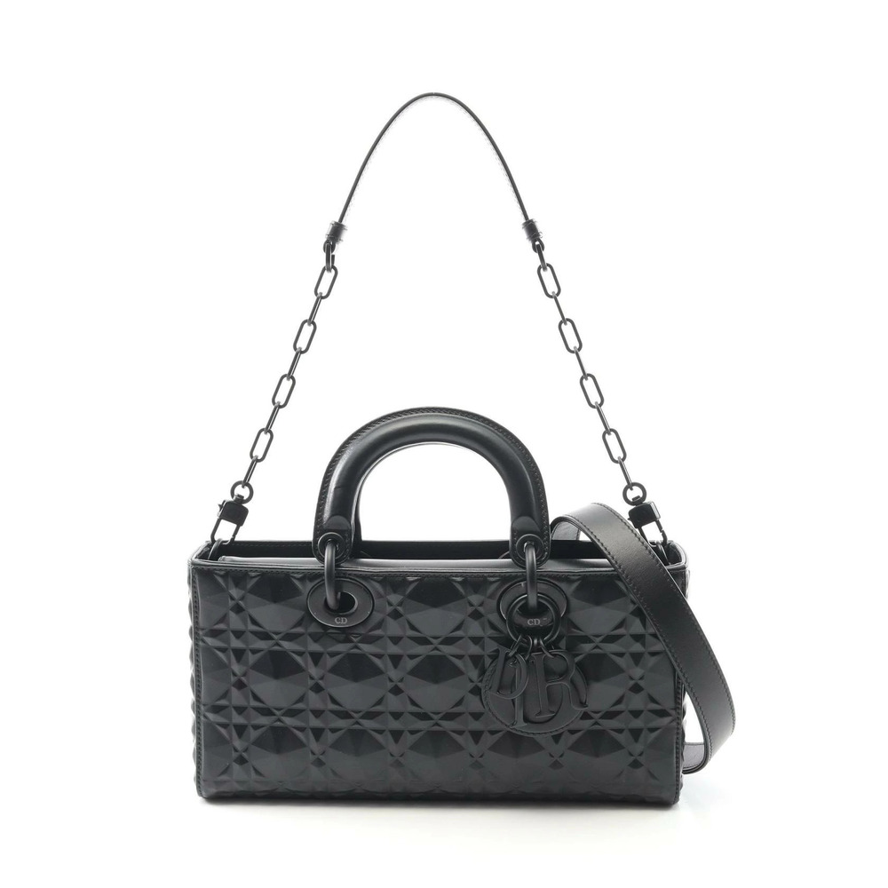 Christian Dior Lady Joy Handbag Leather Black